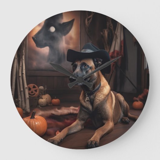 Grande Horloge Ronde Scandale d'Halloween Citrouille (Recto)