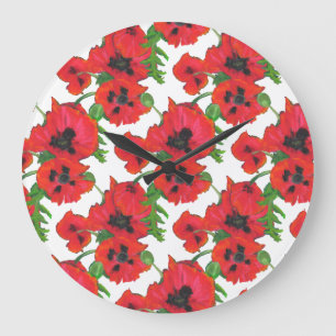 Grande Horloge Ronde Scarlet Oriental Poppies