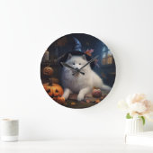 Grande Horloge Ronde Scary d'Halloween Citrouille Samoyé (Maison)