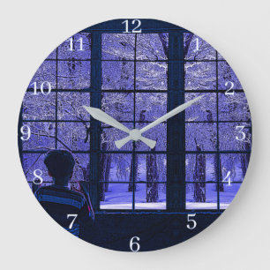 Grande Horloge Ronde Scène De Neige