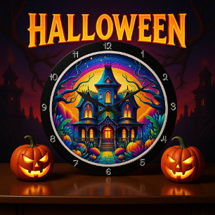 Grande Horloge Ronde Scène nocturne de château psychédélique