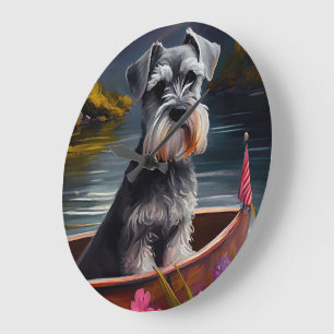 Grande Horloge Ronde Schnauzer sur une pagaie : Une aventure pittoresqu