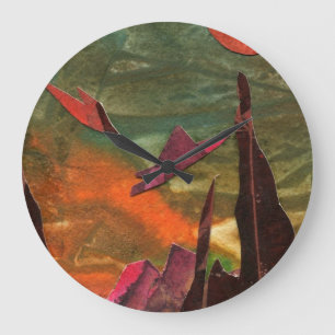 Grande Horloge Ronde Sci-Fi "Oiseaux de feu" formes de vie alien en vol