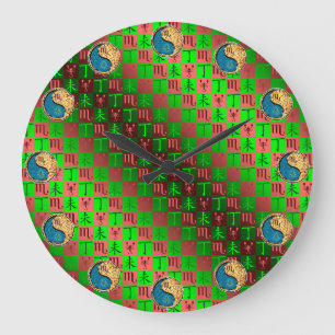 Grande Horloge Ronde Scorpion & Chèvre de Feu