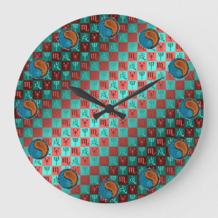 Grande Horloge Ronde Scorpion & Chien de Bois