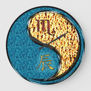 Grande Horloge Ronde Scorpion & Dragon de Feu
