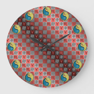Grande Horloge Ronde Scorpion & Lapin de Métal