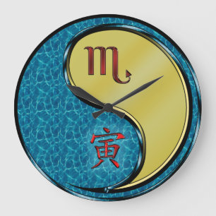 Grande Horloge Ronde Scorpion & Tigre de Métal