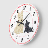 Grande Horloge Ronde Scottish terrier and pup clock (Angle)