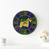 Grande Horloge Ronde Scottish Terrier Gold et Plaid (Maison)