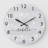 Grande Horloge Ronde Script de nom de poussière de parties scintillant (Recto)