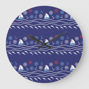 Grande Horloge Ronde Sea Life : Vintage Motif sans fil
