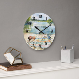 Grande Horloge Ronde Seau de lac Bleu parti pêcher