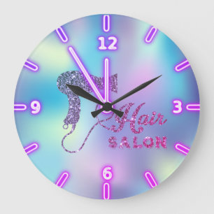 Grande Horloge Ronde Sèche-cheveux holographique adorable à la mode Omb