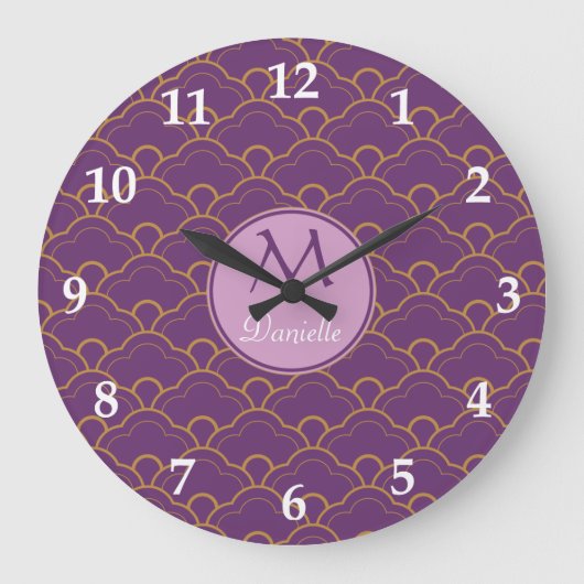 Grande Horloge Ronde Seigaiha Scallop Purple Or rose Orient (Recto)