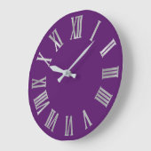 Grande Horloge Ronde Sepia Gold Violet Metallic Silver Roman Numbers (Angle)