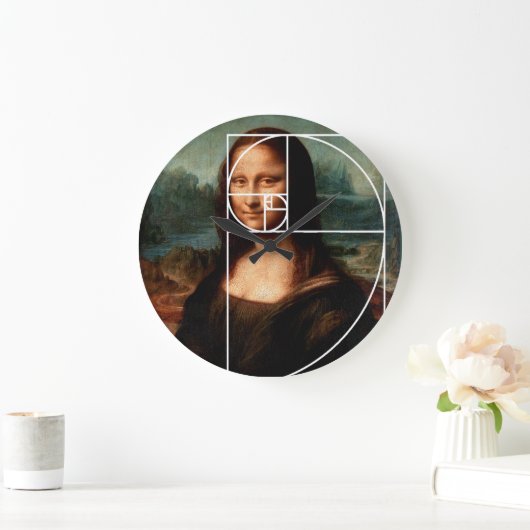 Grande Horloge Ronde Séquence Leonardo da Vinci Mona Lisa Fibonacci (Maison)