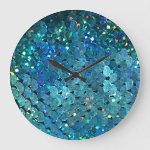 Grande Horloge Ronde Séquins Sparkle : Macro Abstrait Arrière - plan