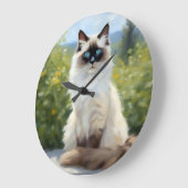 Grande Horloge Ronde Sérénité impressionniste La Ragdoll (Angle)