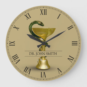 Grande Horloge Ronde Serpent beige Médicale Bowl Hygieia Gold Nom