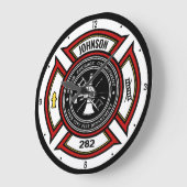 Grande Horloge Ronde Service d'incendie AJOUTER LE NOM Pompier Insigne  (Angle)