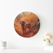 Grande Horloge Ronde Setter rouge irlandais à l'automne Feuilles automn (Maison)