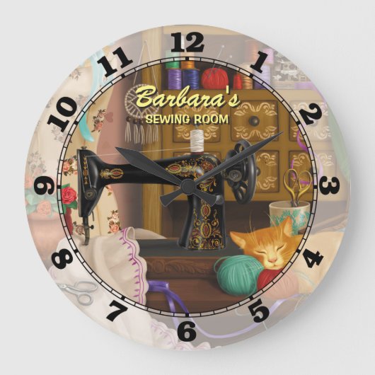 Grande Horloge Ronde Sewing Machine Personalizable Wall Clock (Recto)