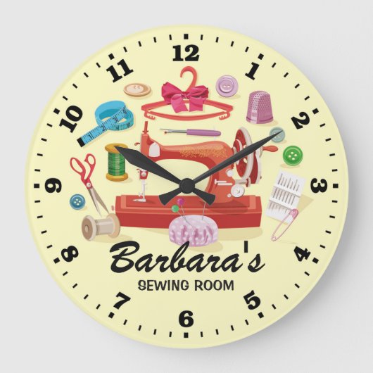 Grande Horloge Ronde Sewing Machine Personalizable Wall Clock (Recto)
