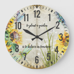 Grande Horloge Ronde Shabby et Chic Garden