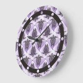 Grande Horloge Ronde Shamanic Sea Turtles Pattern - violet (Angle)