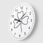 Grande Horloge Ronde Shamrock de texte comptable (Angle)
