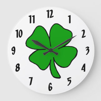 Grande Horloge Ronde Shamrock irlandais