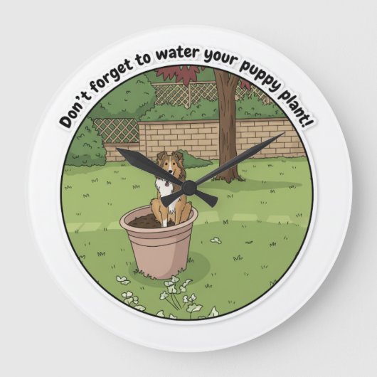 Grande Horloge Ronde Sheltie en pot (Recto)