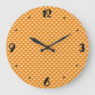 Grande Horloge Ronde Sherbet orange, look émail, grille cloutée