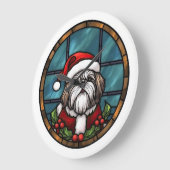 Grande Horloge Ronde Shih Tzu Vitrail Noël (Angle)