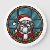 Grande Horloge Ronde Shih Tzu Vitrail Noël (Recto)