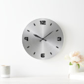 Grande Horloge Ronde Shiny Metal Texture, Numbers With Screw Heads (Maison)