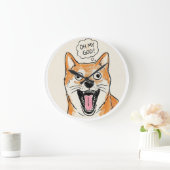 Grande Horloge Ronde Shocked Shiba Inu "OH MY GOD"Surprise Meme Sticker (Maison)