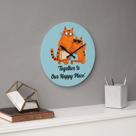 Grande Horloge Ronde Shopping Day Cat Love (Bureau)