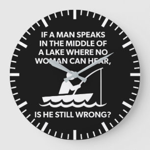Grande Horloge Ronde Si Un Homme Parle Dans Un Lac - Pêche, Grosse Nouv