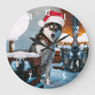 Grande Horloge Ronde Siberian Husky