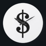 Grande Horloge Ronde Signe dollar| Alphabet moderne simple<br><div class="desc">Signe en dollar noir de style classique sur arrière - plan blanc.
Cliquez sur le bouton "customiser" pour personnaliser le design en choisissant la couleur que vous voulez et même ajouter votre propre texte.

Les articles correspondants sont également disponibles en magasin.</div>