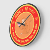 Grande Horloge Ronde Signe singe chinois d'Astrologie (Angle)