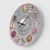 Grande Horloge Ronde SIGNE Zodiaque Fleur Whimsical (Angle)