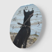 Grande Horloge Ronde Silhouette alsacienne noire (Angle)