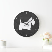 Grande Horloge Ronde Silhouette blanche écossaise Terrier (Maison)