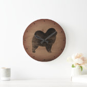 Grande Horloge Ronde Silhouette Chow Chow Rough Style Rustique (Maison)