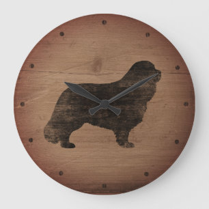 Grande Horloge Ronde Silhouette de Cavalier King Charles Spaniel Rustiq