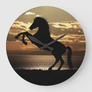 Grande Horloge Ronde Silhouette de cheval