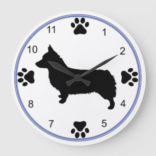 Grande Horloge Ronde Silhouette de corgi de Gallois de Pembroke